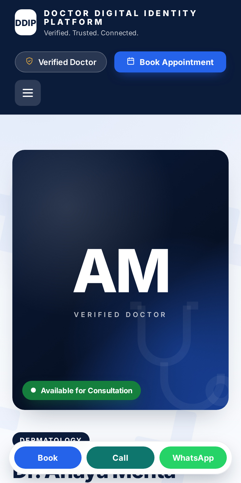 Mobile view of doctor digital identity